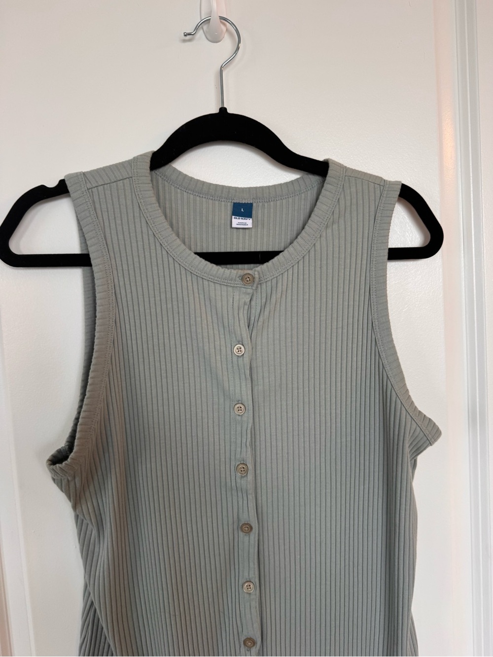 Old Navy Ribbed Button-Front Tank Top - Sage - Picture 3 of 4